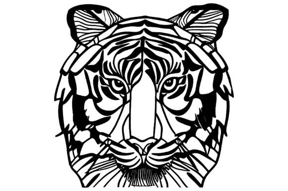 Download Tiger Head Line Art Ornament Vector - Tiger Collection