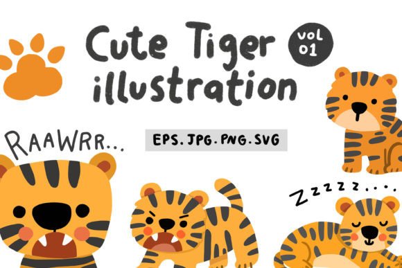 Download Cute Tiger Illustration Vol 01 - Tiger Collection