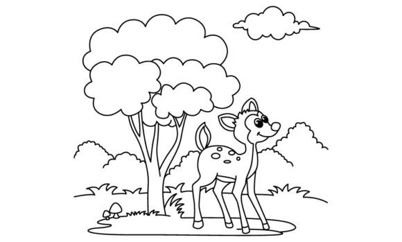 Download Funny Deer Cartoon Vector Coloring Page - Cartoon vector Collection