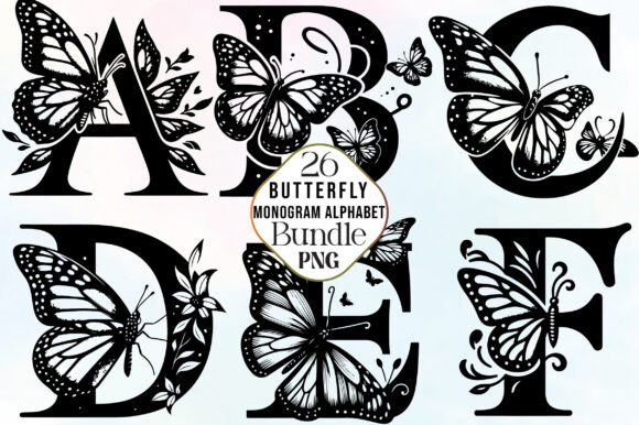 Download Butterfly Monogram Alphabet SVG Bundle - Butterfly Collection