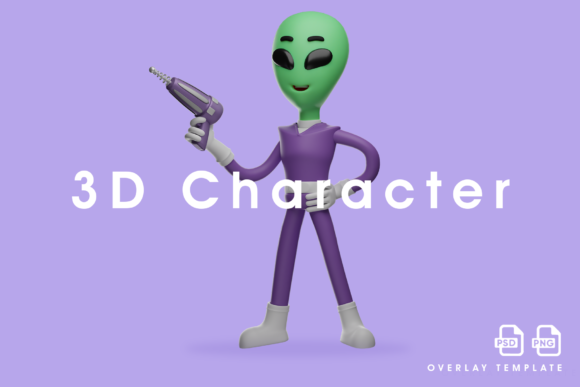 Download 3D Alien Illustration Has a Cool Pose - Alien illustration Collection