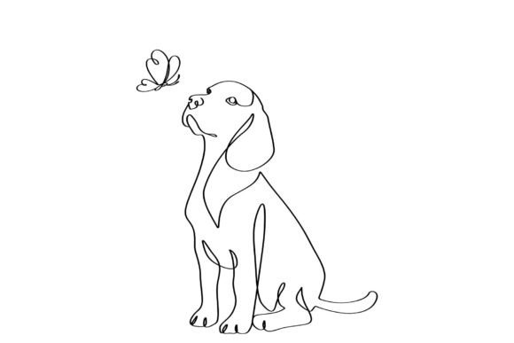 Download Single Line Art of Dog and Butterfly - Butterfly Collection