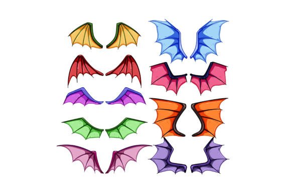 Download Wings Dragon Set Cartoon Vector Illustra - Cartoon vector Collection